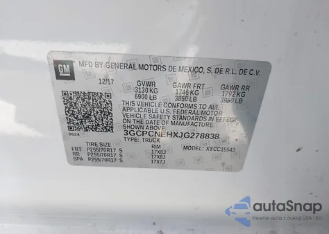 2018 Chevrolet Silverado 1500 Wt from USA, damaged, VIN 3GCPCNEHXJG278838
